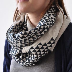 Block print linen infinity scarf by bookhou